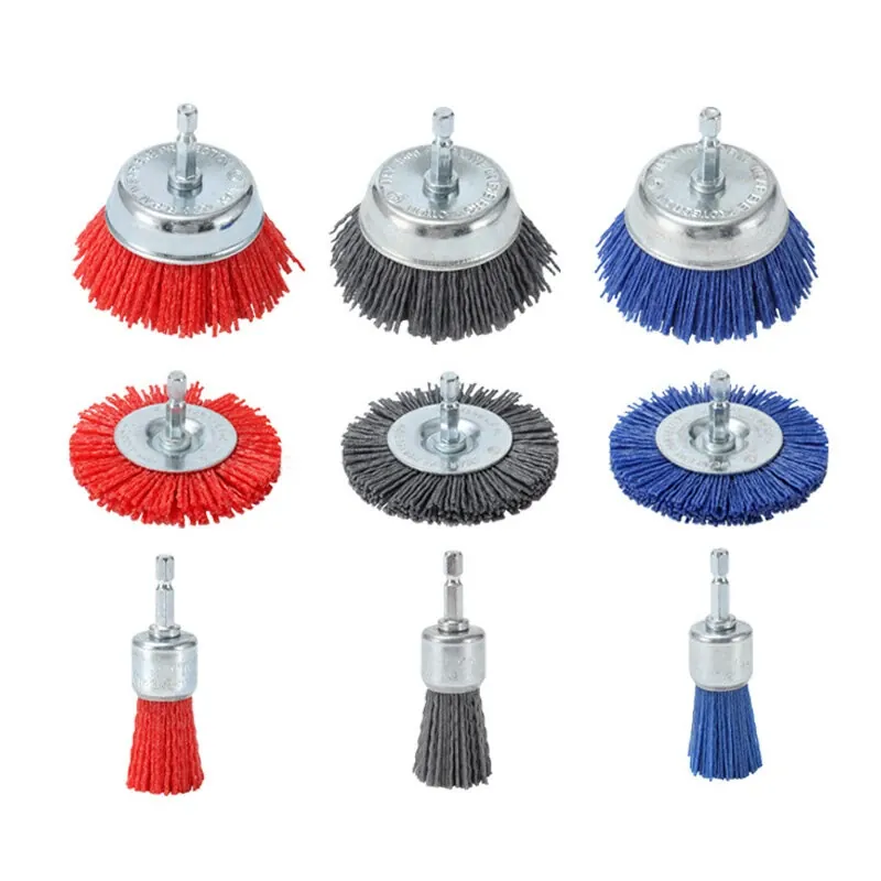 9 PCS Filament Abrasive Nylon Wire Brush Wheel Set