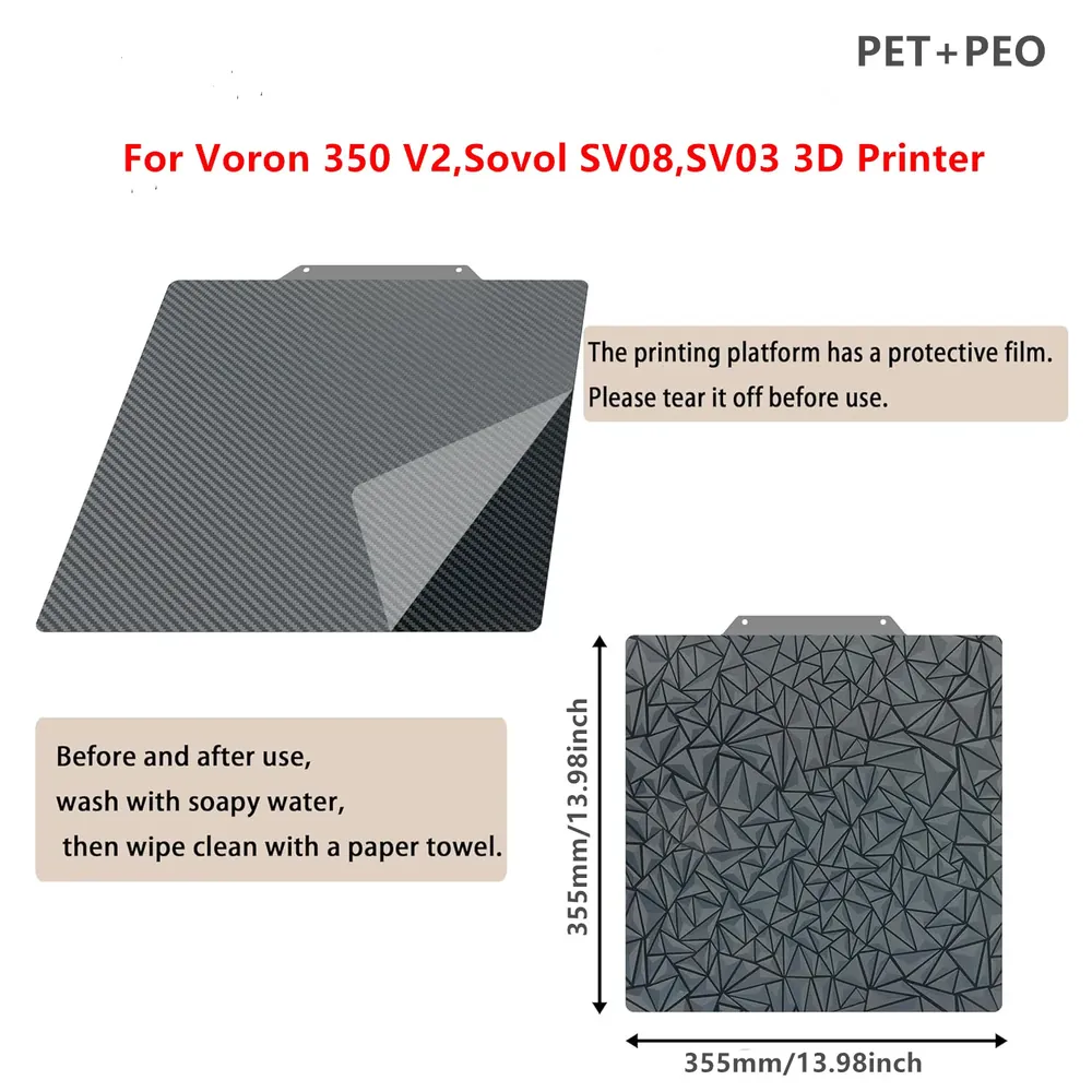 FLEXBED Feuille PEI 355x355mm Double face lisse PET PEO