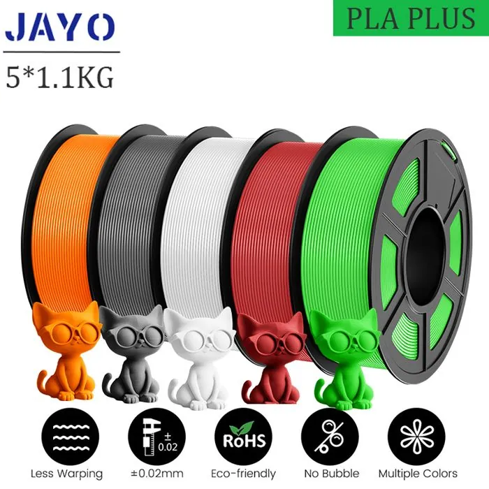 JAYO Filament pour imprimante 3D PLA PLUS 1 75 mm Lot de 5 rouleaux